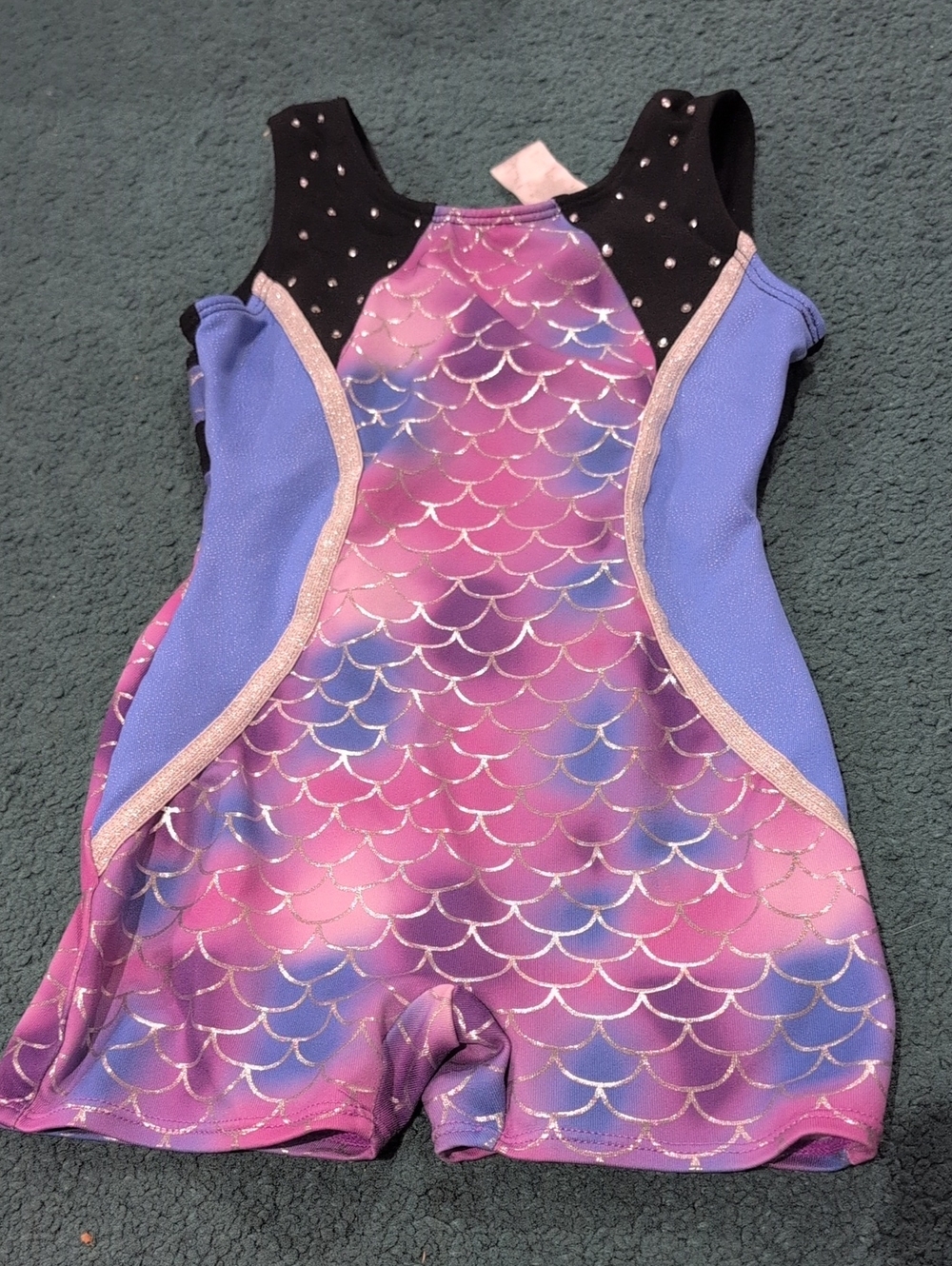 Girls Mermaid Scale Gymnastics Leotard Shorts - Pink Purple Blue Size 4/5